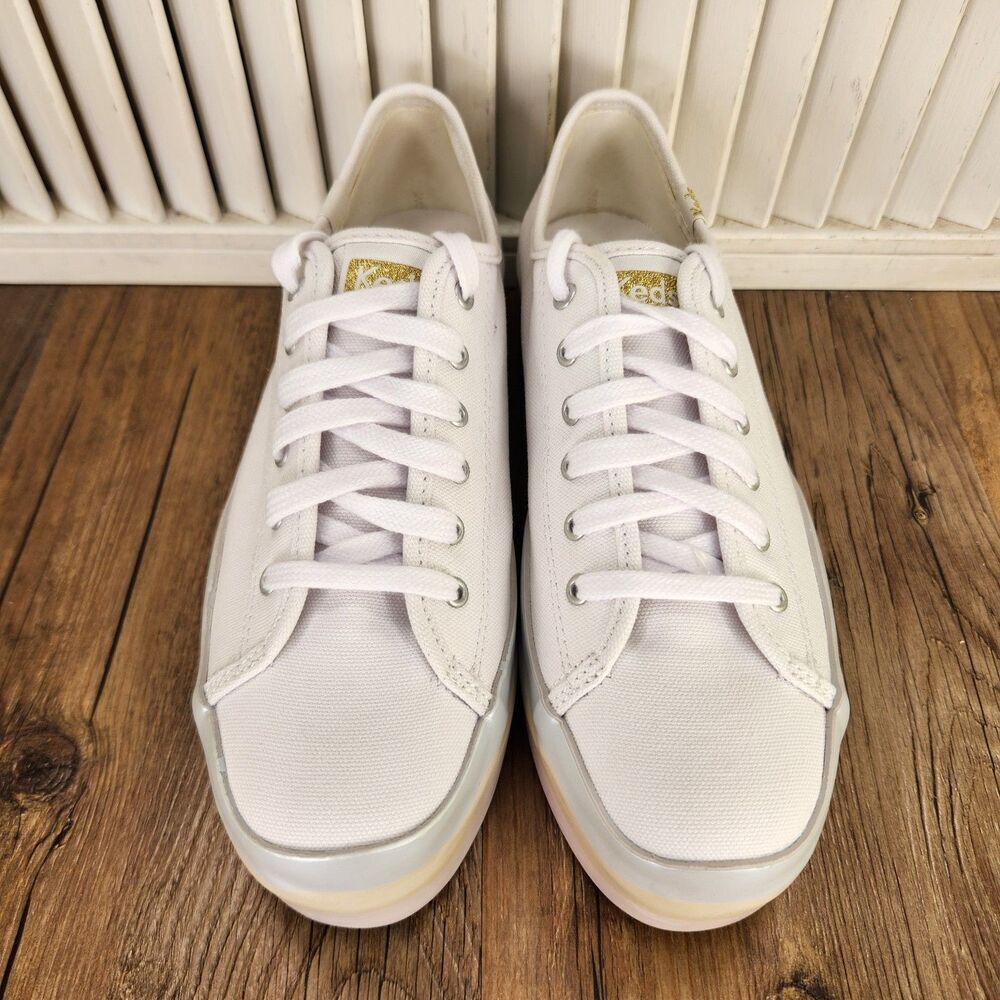 Keds Triple Up Canvas Wave Platform Shoes Womens Sz 7 M White Pastel Low WF66008 - Picture 9 of 11